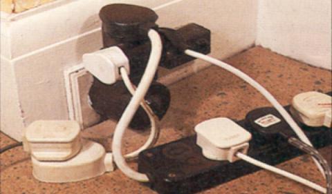 Overloaded extension lead