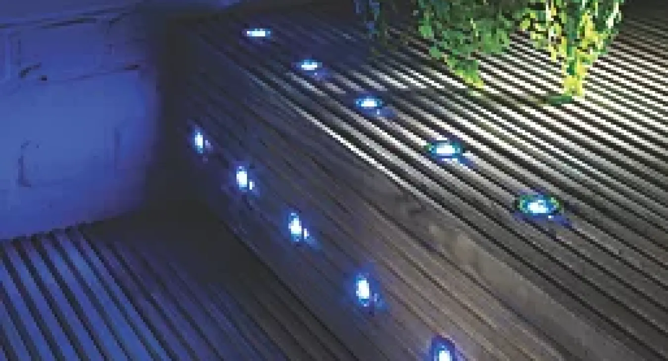 Image of decking lights with blue led